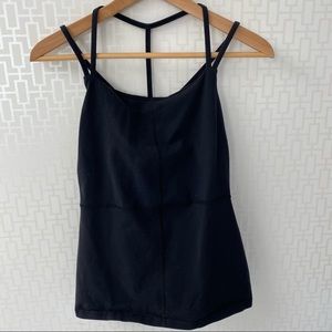 Karma brand Double Spaghetti Strap Tank Top-black